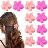 Ahoney 10Pcs Small Flower Hair Clips for Women Girls, 1.7' Flower Clips for Hair Claw Clips for Thin Medium Hair Mini Hair Claws Matte Jaw Clips Cute Hair Accessories for Girls (Pink&Hot pink)