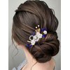 Jakawin Flower Bride Wedding Hair Comb Blue Crystal Bridal Hair Piece Bridal Hair Accessories for Women HC149 (Gold)