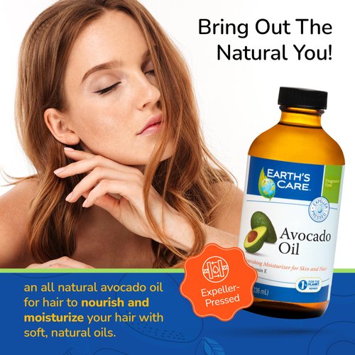 Earth’s Care Avocado Oil - Avocado Oil for Hair and Skin with Vitamin E - 8 Fl OZ - (1/pk)