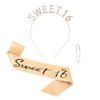Sweet 16 Birthday Sash & Rhinestone Sweet 16 Birthday Headband Kit-Gold Sweet 16 Party Decorations Sweet 16 Gifts for Girls Happy 16th Birthday Party Favors