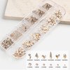 SUTOKAKA 1 Box Champagne Gold Nail Art Rhinestones Multi Shapes 3D Flatback Bedazzling Crystals Non Hotfix Nails Gems Stones with Tweezer Picker Pencil for Manicure Face Eyes Makeup DIY Crafts