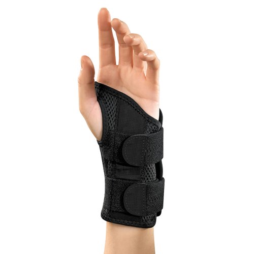 Mueller Sports Medicine Green Fitted Wrist Brace for Men and Women, Support and Compression for Carpal Tunnel Syndrome, Tendinitis, and Arthritis, Left Hand, Black, Small/Medium