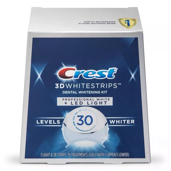 Crest 3D Whitestrips Professional White with Hydrogen Peroxide + LED Light Teeth Whitening Kit - 19 Treatments