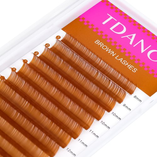 TDANCE Light Brown Lash Extensions Colored Lash Extensions 0.03/0.05/0.07/0.1/0.15mm C/CC/D/DD/J/B/L Curl Premium Brown Eyelash Extensions Salon Use (Light Brown,0.15-C,8-15mm)