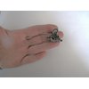 Small mini silver metal gray blue rose flower crystal hair claw bridal clip