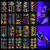20Sheet Glow in The Dark Temporary Tattoos 160+Styles Aldult Fluorescence UV Neon Body Face Fake Waterproof Tattoo Stickers for Women Men,Rave Festival Accessory Party Supplies