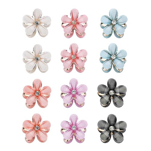 12 Pcs Small Mini Pearl Claw Clips Hair Accessories，with Flower Design, Hair Pins Cute Bangs Clips Flower Sweet Artificial Clips Decorative Hair Accessories for Women Girls Wedding (6 Colors)