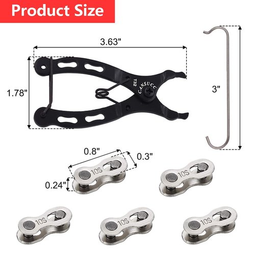 SeonFook Bicycle Chain Tool Bicycle Chain Repair Tool Kit, Bike Link Plier Tool Set with 5 Pairs Quick Link Bicycle Chain Joint Connector Reusable MTB Buckle Missing Link