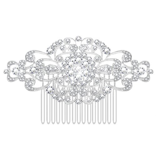 Women's Flower Austrian Crystal Bride Wedding Hair Comb Hair Accessories Art Deco Floral Bridal Side Combs Headpiece for Women, Brides Hair Accessories