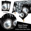 durony 2 Pieces Silver Disco Party Tablecloth 54 x 108 Inch Las Vegas Party Tablecover 70s Casino Theme Party Decor Glitter Sparkle Metallic Backdrop for Disco Birthday Party Supplies