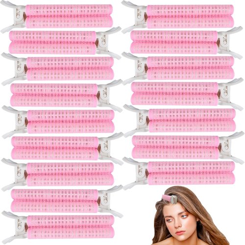 SHEHARUHI 16PCS Volume Hair Clip Hair Roller ClipsRoot Clips for Hair Fluffy Hair Clips Instant Hair Volumizing Clips for Women (Pink)