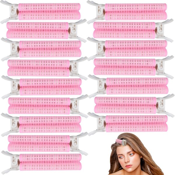 SHEHARUHI 16PCS Volume Hair Clip Hair Roller ClipsRoot Clips for Hair Fluffy Hair Clips Instant Hair Volumizing Clips for Women (Pink)