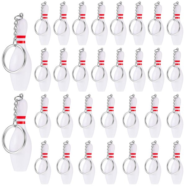 32 Pieces Bowling Pin Keychains for Kids Sport Keychain Backpack Keychains Bowling Party Favors for Team Sports Souvenir Victory Parties Gifts