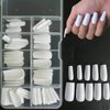 Lifextol 120pc Square Press on Nails Medium Long Ballerina Fake Nail Full Cover Artificia Acrylic False Nail Art Square Fingernails for Beginner Women and Girls Manicure(White）