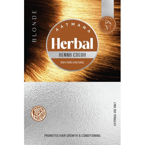 AATMANA Herbal Blonde Henna Hair Color With Goodness Of 9 Herbs | Blonde Henna Mehndi For Hair, Make Hair Soft & Shiner Natural Hair Color For Men & Women 100g