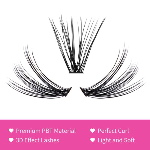 Lash Clusters Individual Lashes Cluster Mixed Tray D Curl Lash Clusters DIY Eyelash Extensions Individual Cluster Lashes Self-application at Home (40D-0.07D,8-16mm)