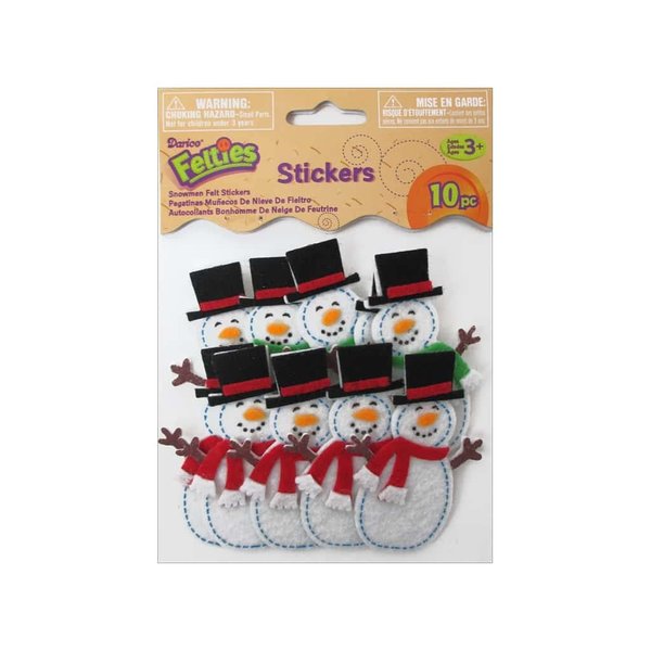 Darice Felties Felt Stickers - Snowmen - 10 Pieces
