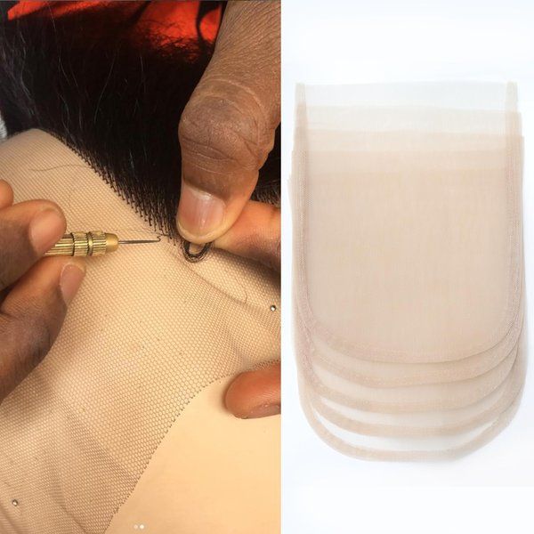 BEEOS 4x4 Transparent Lace for Wig Making, 5 Pieces Lace Net Base for Making Lace Closure Wig Accessories for Repairing Lace Wig Cap
