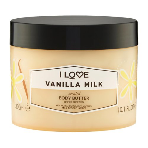 I Love Vanilla Milk Scented Body Butter - Hydrating Body Butter for Dry Skin - Vitamin E and Aloe Vera - Shea Butter and Coconut Oil - 10.1 oz