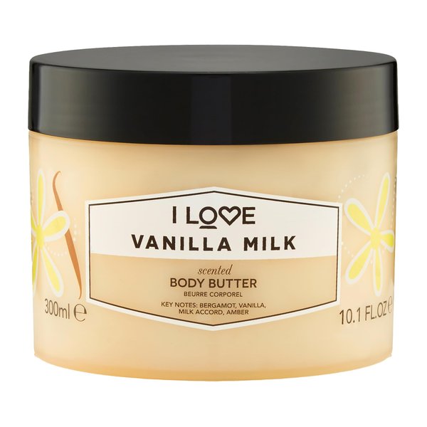 I Love Vanilla Milk Scented Body Butter - Hydrating Body Butter for Dry Skin - Vitamin E and Aloe Vera - Shea Butter and Coconut Oil - 10.1 oz