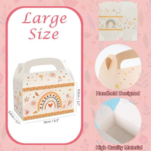 MIKIMIQI 12 PCS Boho Rainbow Party Decorations, Bohemian Rainbow Baby Shower Party Supplies Boxes Rainbow Party Decorations Birthday Party Favors Box Party Gift Bags for Boys Girls