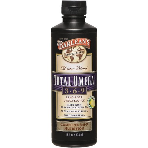Barlean's Total Omega 3 6 9 Liquid Fish Oil Supplement with Borage and Flaxseed Oil 6,468 mg of Omegas EPA, DHA, ALA, and GLA for Joint and Heart Health, 16 oz