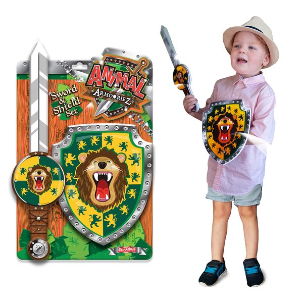 Animal Armouriez - Lion from Deluxebase. Safari Foam Toy Sword and Shield. Dress Up & Pretend Play Lion Costumes Playset with EVA Foam Sword for Kids. Great Kids Gift and Party Favor.