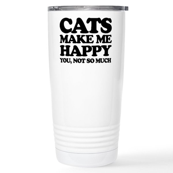 CafePress Cats Make Me Happy Travel Mug Stainless Steel Travel Mug, Insulated 20 oz. Coffee Tumbler