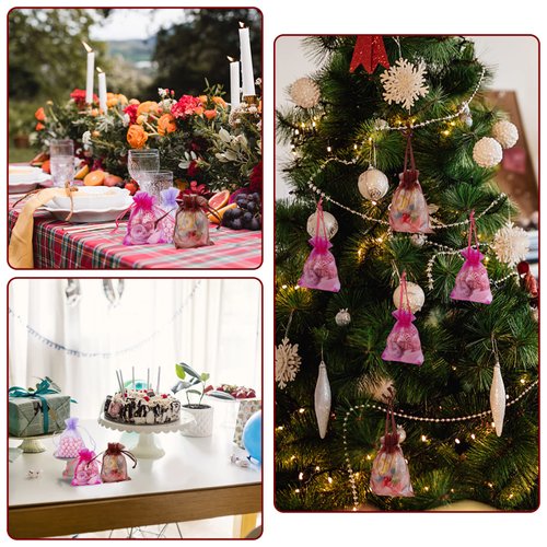 PH PandaHall 100pcs Sheer Organza Bags, 2.7 X 3.5” Gift Bags Mixed Color Drawstring Organza Jewelry Bags Wedding Favors Bag for Party Wedding Christmas Valentine Favors Bags Christmas Tree Bags