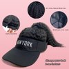 VAVANGA Hat Wig for Black Women - Black Hair with Hat Ponytail Wig Hat Baseball Cap Attached Hair Afro Kinky Yaki Hair Extensions Hat Wigs for Women(#1B, LD0315)