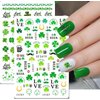 St. Patrick's Day Nail Art Stickers Green Irish Clover Nail Decals 3D Self-adhesive Nail Art Supplies Lucky Leaves Beer Nail Design Shamrock Nail Stickers for Saint Patrick's Day Nail Decoration 6 Pcs