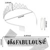 YARIEW Silver Crown + 40 & Fabulous Birthday Sash + Pearl Pin Set, 40th Birthday Decorations, 40th Birthday Gifts for Women, 40th Birthday Party Favor