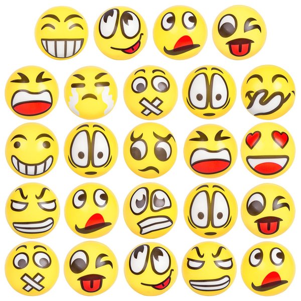 LovesTown 24 PCS Stress Balls Bulk, 2.5 Inch Funny Stress Balls Foam Face Squeeze Balls for Kids Adults Coworkers Stress Relief Squeeze