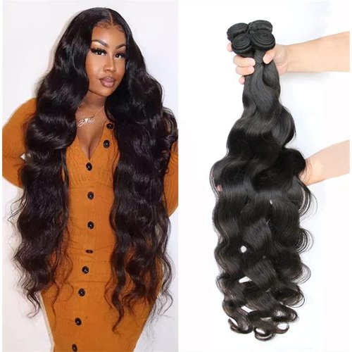 Human Hair Bundles Body Wave 4 Bundles (30 28 26 24 inches) 14A Grade Brazilian Virgin 100% Unprocessed Human Hair Body Wavy Bundles Natural Black Weave Hair Extensions