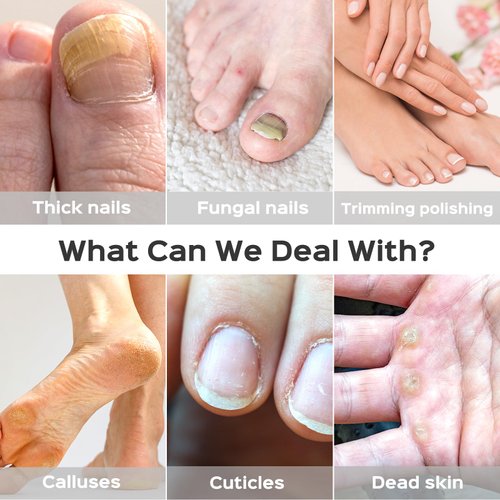 Professional Manicure Pedicure Kit Cordless: COSLUS 8 in 1 Electric Nail File Set, 5 Speed Nail Drill Grinder for Thick Nail Toenail Cuticle, LED Hand Foot Care Trimmer Buffer for Women Men Baby Pets