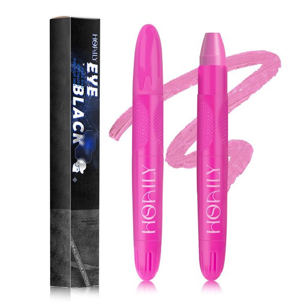 HOSAILY Eye Black Stick, Pink Eyeblack Sporting Face Paint for Softball Baseball Football Lacrosse Long Lasting Cream Face Body Paint Stick for Halloween Costume Cosplay Parties Black Eye Makeup-Pink