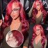 Body Wave 99j Burgundy Lace Front Wigs Human Hair 13x4 HD Transparent Frontal Wigs Pre Plucked with Baby Hair 180 Density Wine Red Colored Wigs for Women 28inch