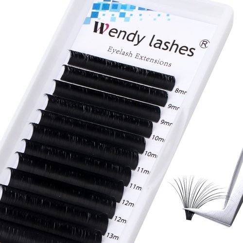 Volume Lash Extensions Easy Fan Volume Lashes .05 .07 8-14mm C/D Curl Mixed Self Fanning 4D 5D 6D~10D Easy Fan Cluster Rapid Automatic Blooming Lash Extensions by WENDY LASHES(0.05-CC, 8-14mm)