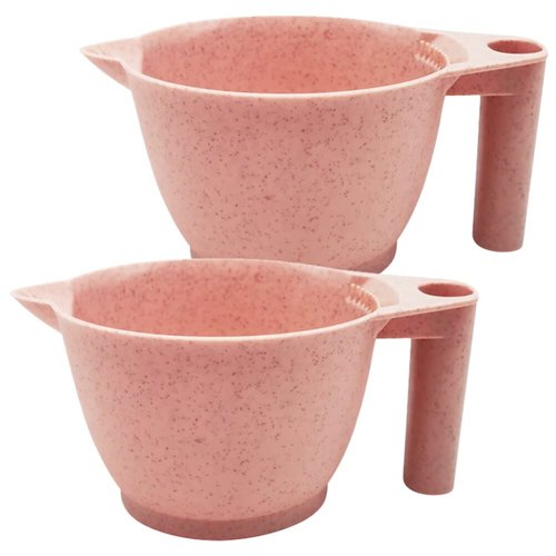 minkissy Hair Dye Bowl 2 Pack Wheat Straw Color Mixing Bowl For Hair Salon Portable Tint Bowl Professional Hair Color Bowl Stackable Diy Hair Dye Tools For Home Uses-Pink