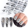 Black Skull Design Nail Foils Halloween Nail Transfer Foil Gothic Skull Nail Art Stickers Decals with Horror Pirate Skeleton Vampire Bone Butterfly Slider Wrap Design Nail Art Decoration Supplies