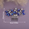 Teyglen Blue Rhinestone Bridal Side Comb Crystal Bride Wedding Hair Comb Sparkly Hair Accessories Rhinestone Headpiece for Women Hair Piece (Blue)
