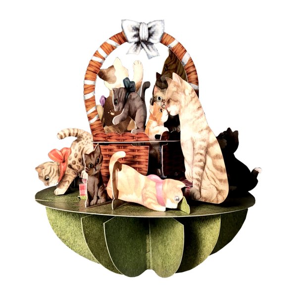Santoro Pirouettes Kittens in a Basket 3D Pop Up Card