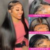 22 Inch Straight Lace Front Wigs Human Hair Pre Plucked 13x4 HD Transparent Lace Front 180 Density Glueless Human Hair Wigs for Black Women Brazilian Virgin Frontal Wigs Human Hair