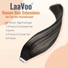 LaaVoo Black Tape in Hair Extensions Human Hair Ombre 22 inch Off Black to Silver with Black Balayage Tape in Human Hair Extensions for Black Women Long Skin Weft 20pcs 50g