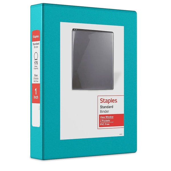 Staples Mini (5.5 x 8.5) View Binder 1" 3-Ring, Teal (26456-CC)