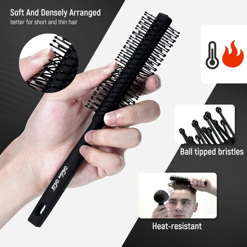 SalonSilk Hair Brush for Men, 5Pcs Men Hair Brush Professional Styling Comb Set for All Hair Types and Styles, No More Tangle Hairbrush for Dry or Wet Pick Barber Brush Tools