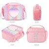 mibasies Girls Lunch Bag for Kids Insulated Lunch Box with Shoulder Strap and Bottle Holder, Glitter Rainbow