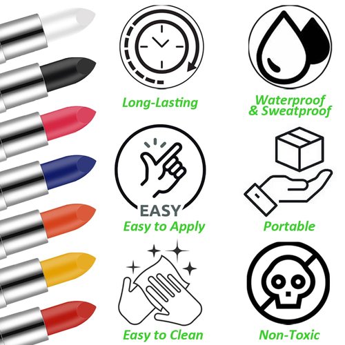 Mysense Red White Blue and Black Face Paint Kit, Sports Eye Black Stick for Football Baseball Softball, Independence Day Fourth/4th of July Accessories, Patriotic USA Flag Face Paint