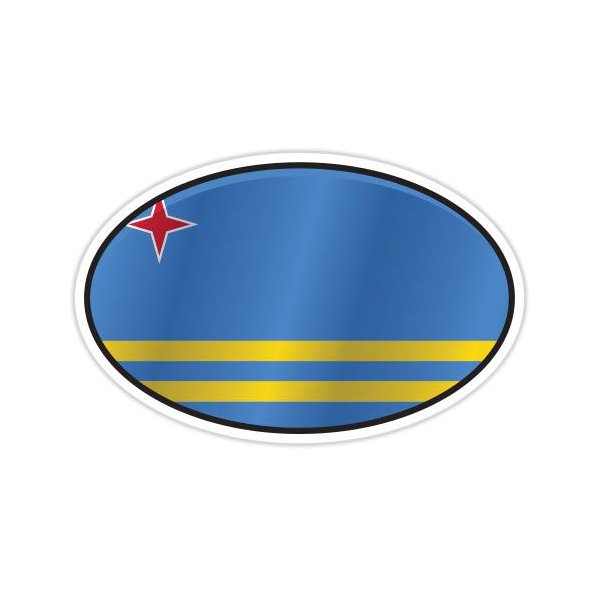 Aruba Flag Oval - 7" Vinyl Sticker - for Car Laptop I-Pad - Waterproof Decal