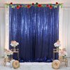 AMZLOKAE Sequin Backdrop Curtain Navy Blue 4FTx7FT Shimmer Curtain Panel Photography Backdrop Sequin Baby Shower Curtain Glitter Backdrop for Wedding Backdrop Sparkle Payette Sequin Backdrop